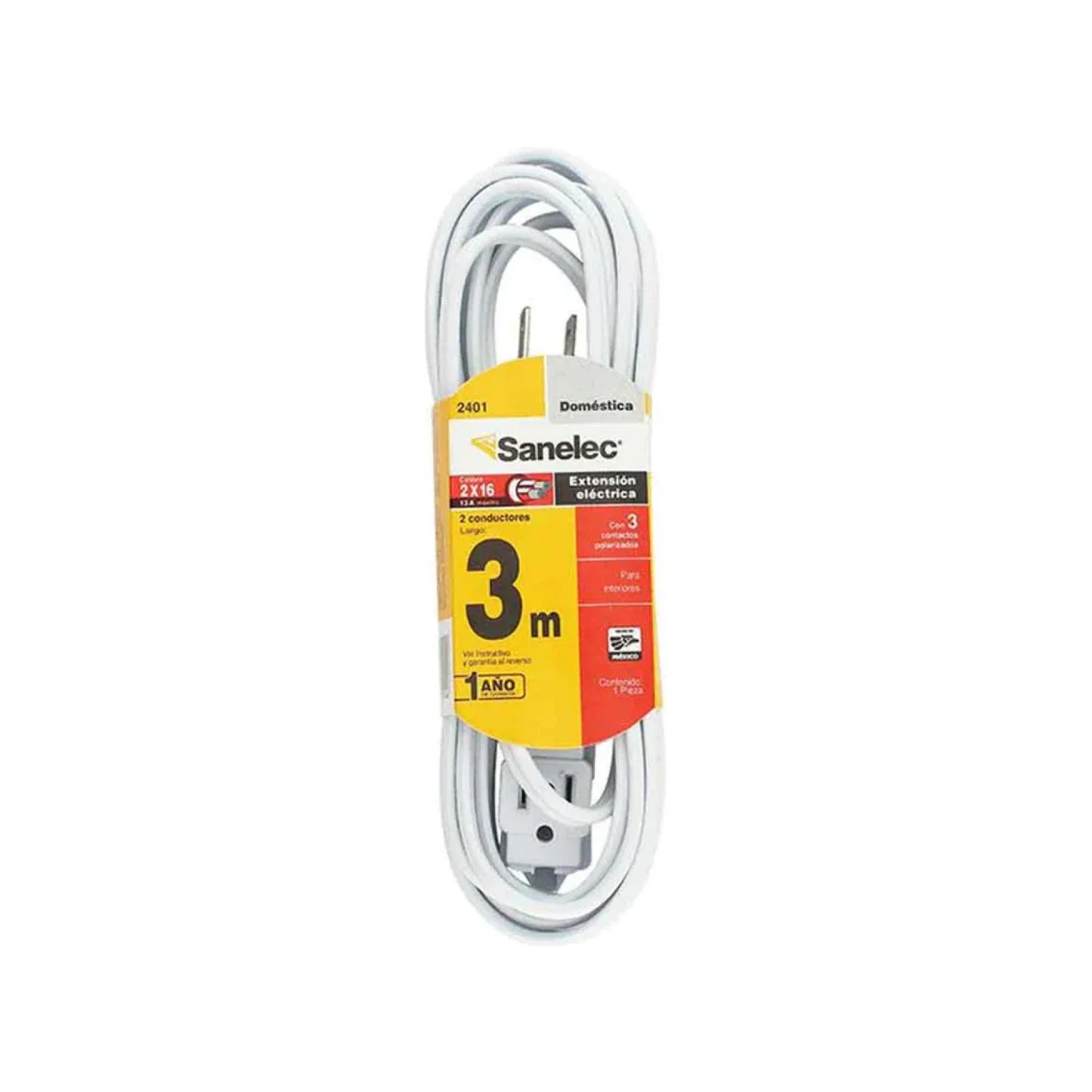 Extensión 3 metros blanca Sanelec 2401
