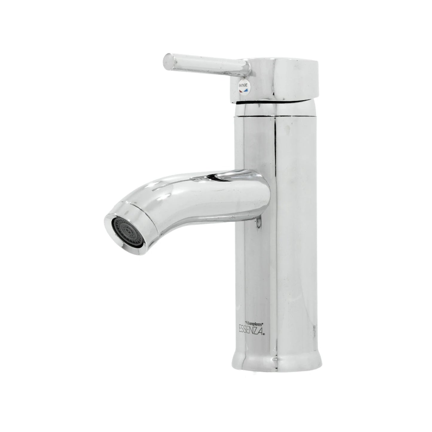 Grifo mezclador monomando cromado Essenza para lavabo con palanca de control de agua.