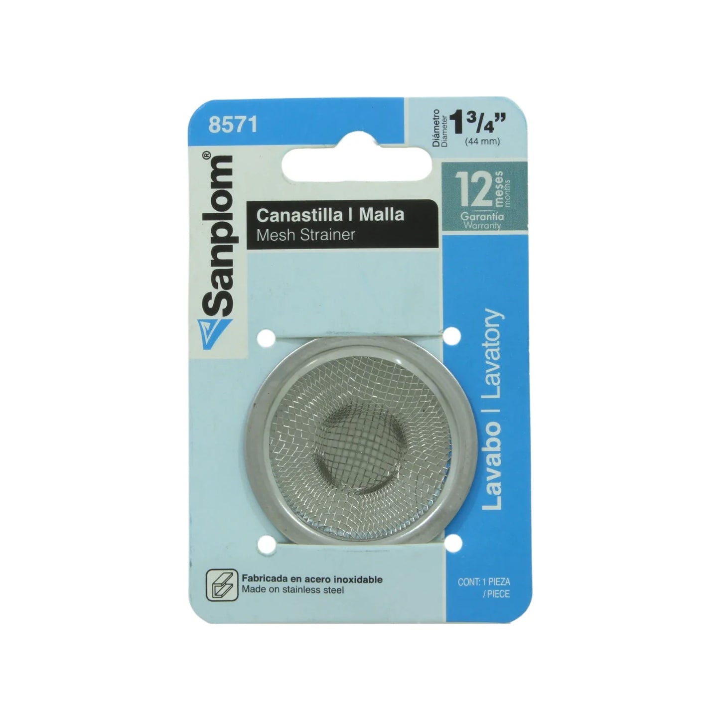 Cedazo para lavabo acero inoxidable Sanplom 8571