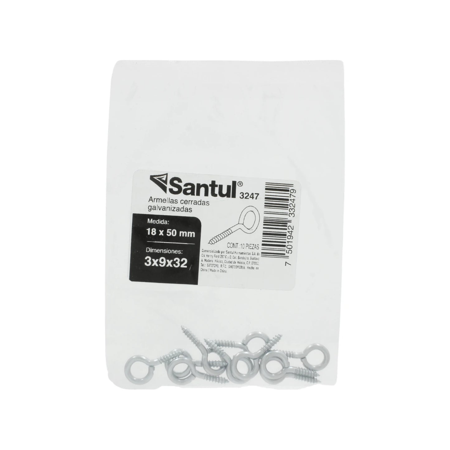 Armella cerrada 18x50 (10 piezas) Santul 3247