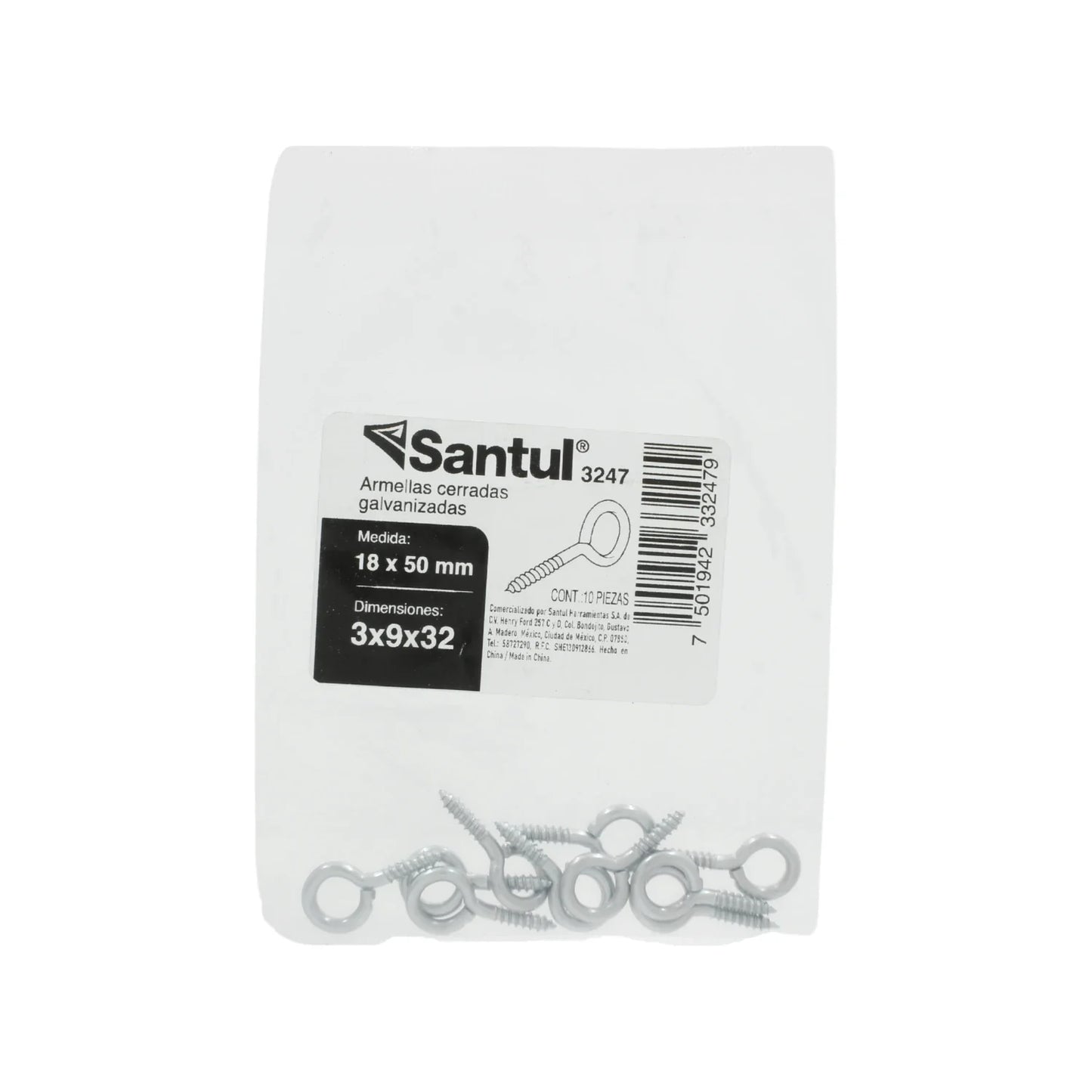 Armella cerrada 18x50 (10 piezas) Santul 3247