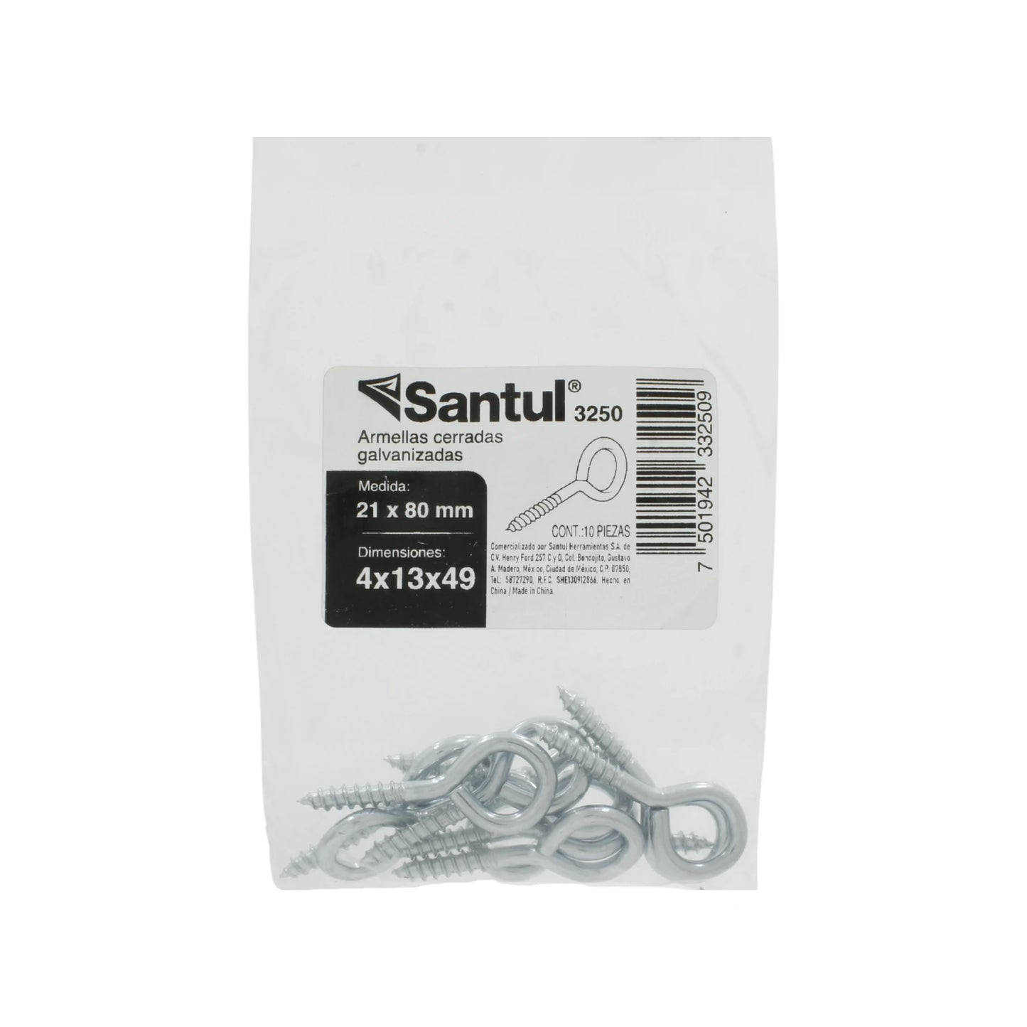 Armella cerrada 21x80 (10 piezas) Santul 3250