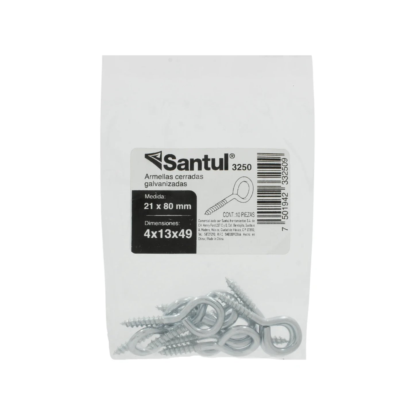 Armella cerrada 21x80 (10 piezas) Santul 3250