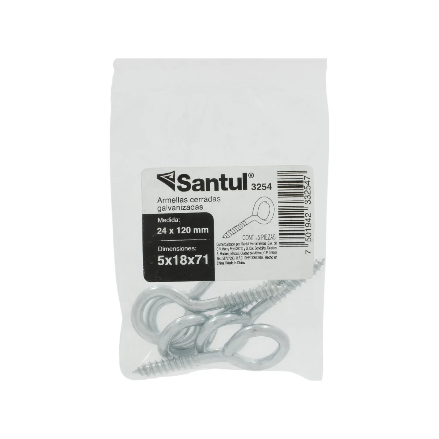 Armella cerrada 24x120 (5 piezas) Santul 3254