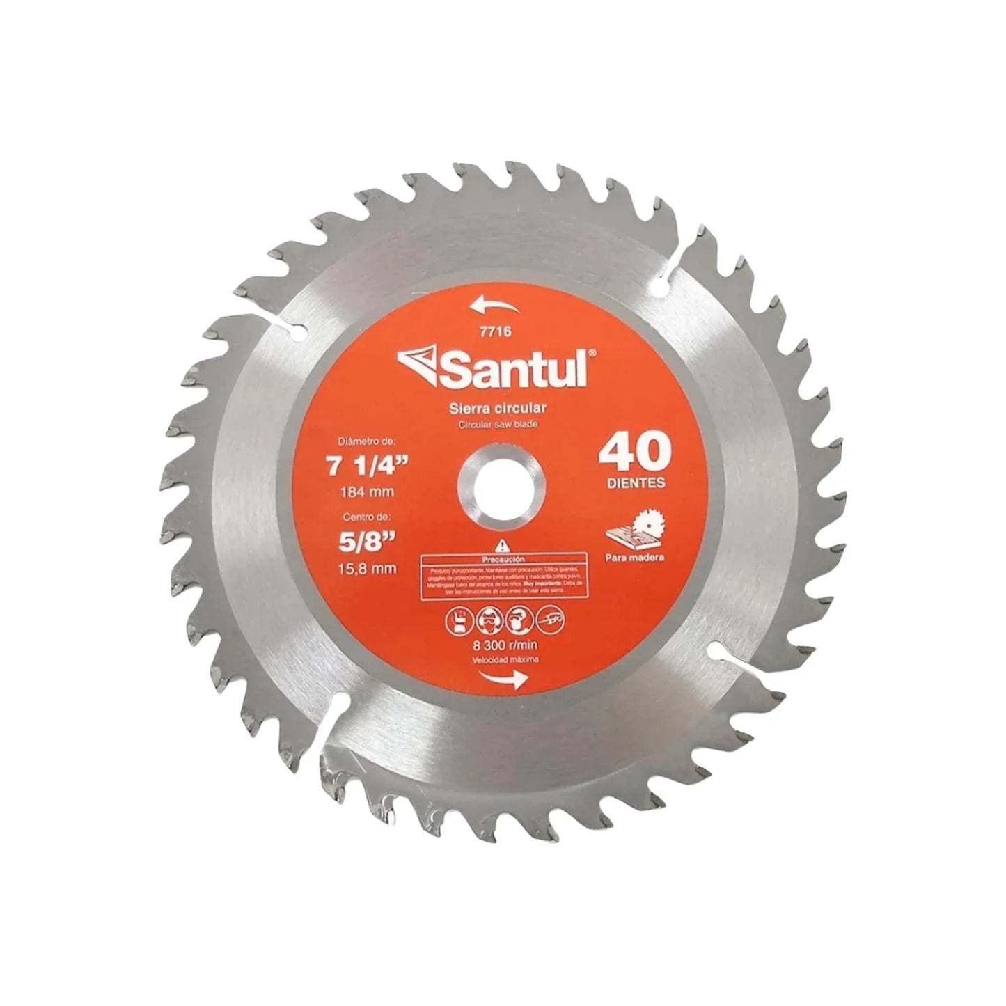 Disco sierra circular 7 1/4" de 40 dientes para madera Santul 7716