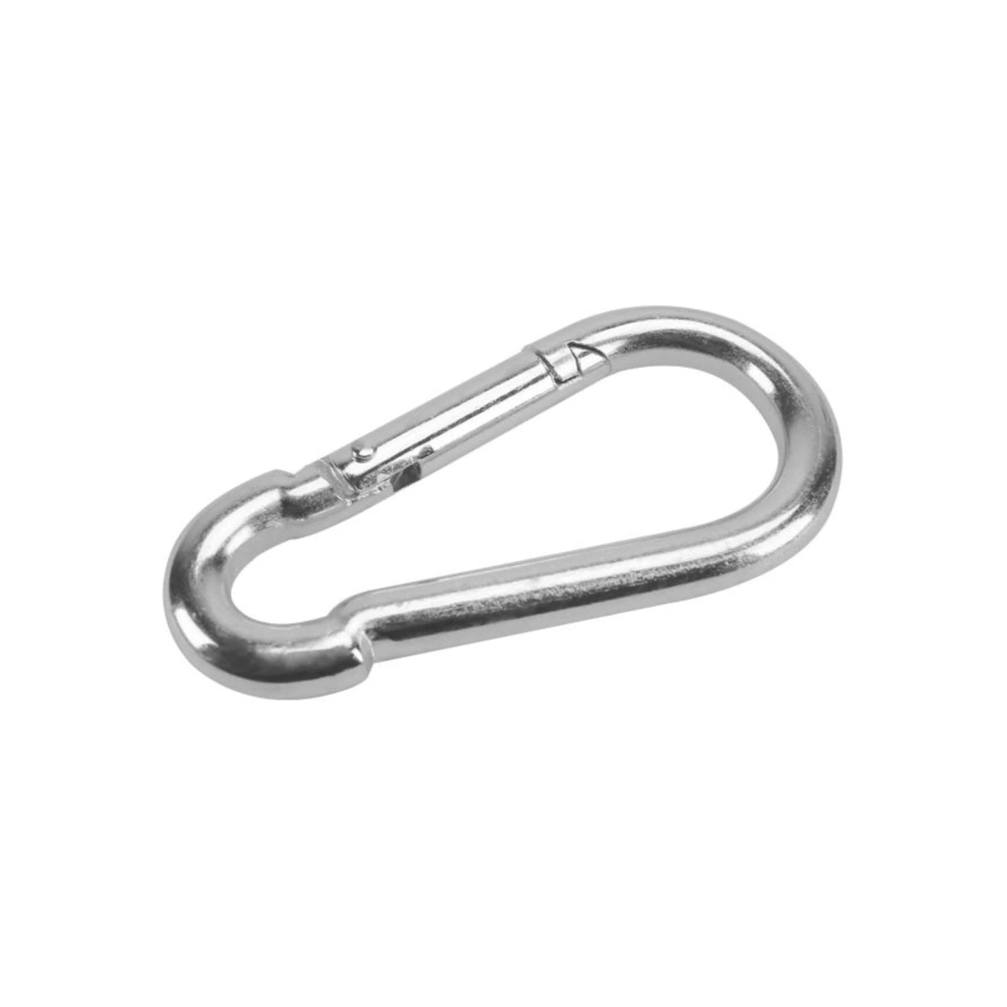 Bandola mosquetón de acero 3/8x4 pulgadas plateada para sujeción y seguridad