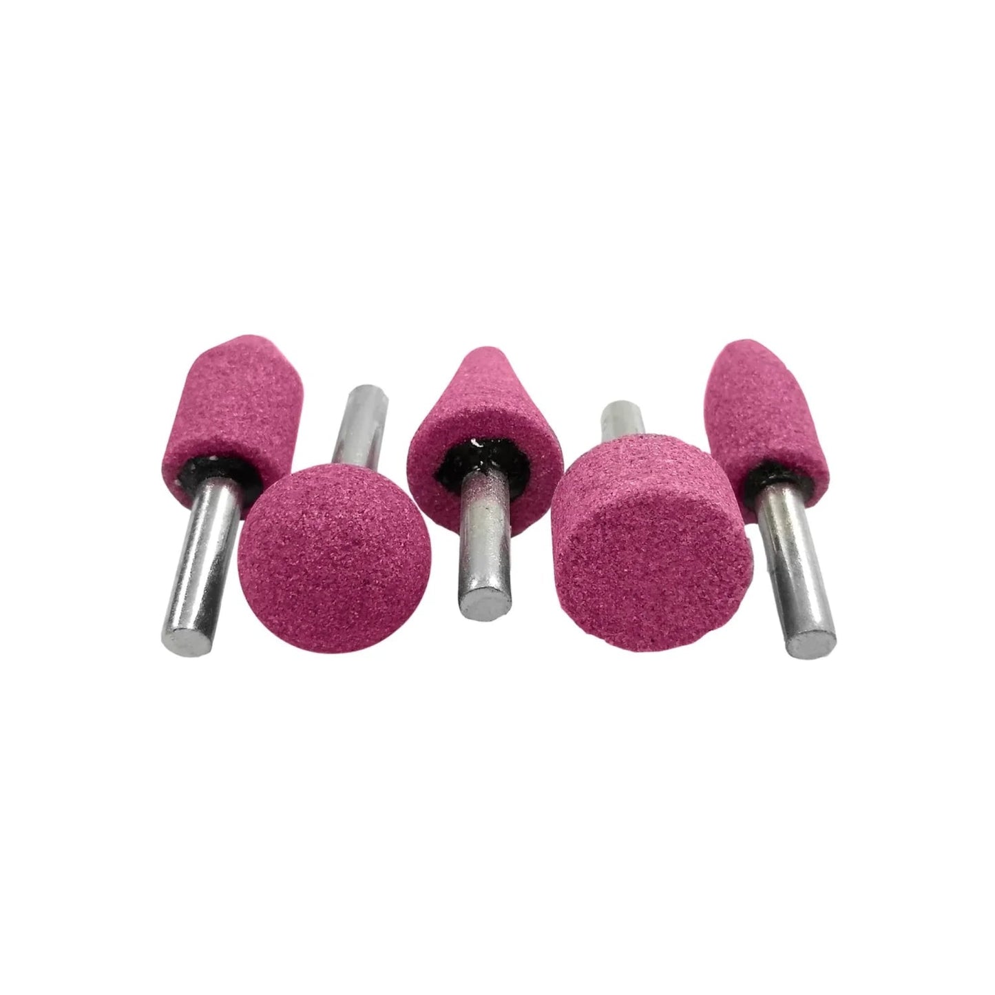Juego de 5 piedras abrasivas magenta para taladro, con puntas variadas para rectificado, pulido y desbaste