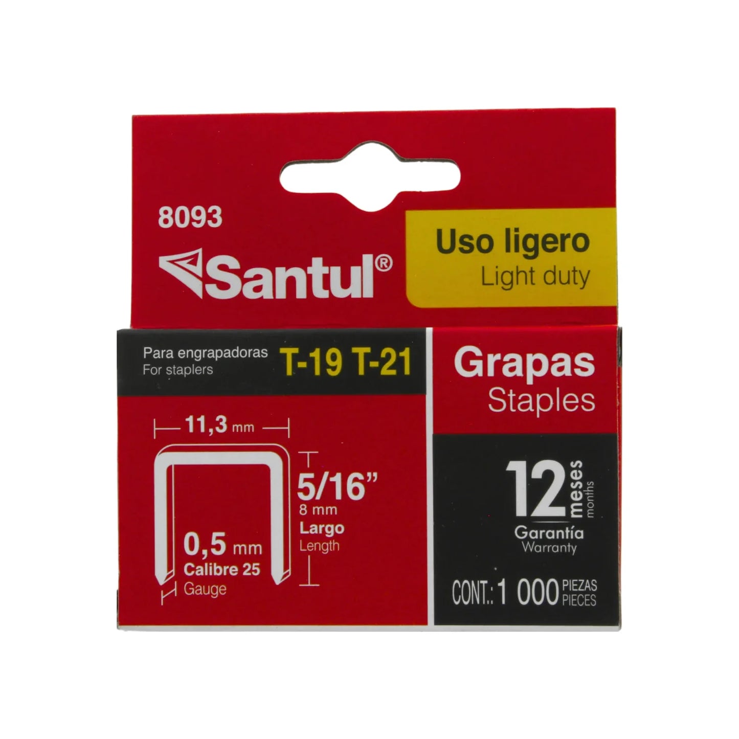 Grapa para engrapadora T-21 5/16" (8 mm) 1000 piezas Santul 8093