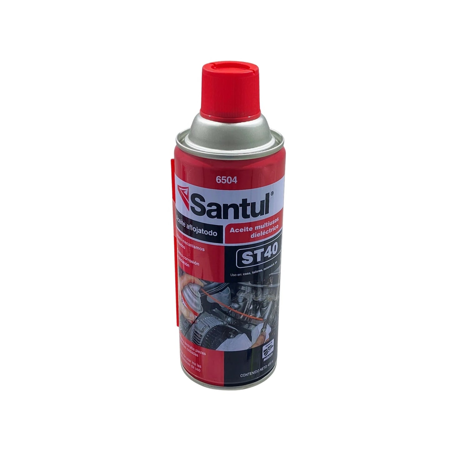 Lubricante aflojatodo Santul ST40, aceite multiusos dieléctrico 400ml en aerosol rojo para maquinaria y herramientas