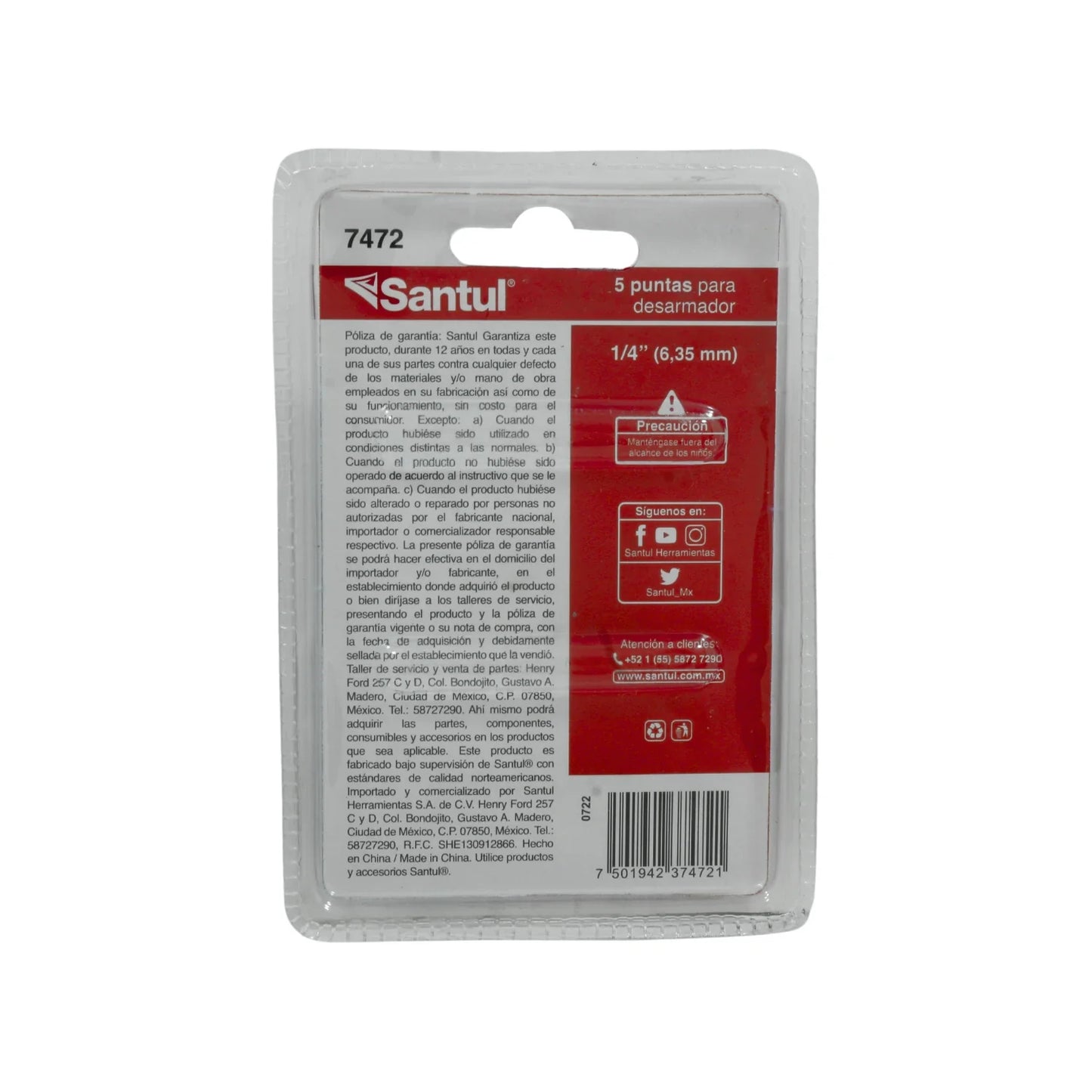 Puntas para desarmador planas 5 piezas Santul 7469