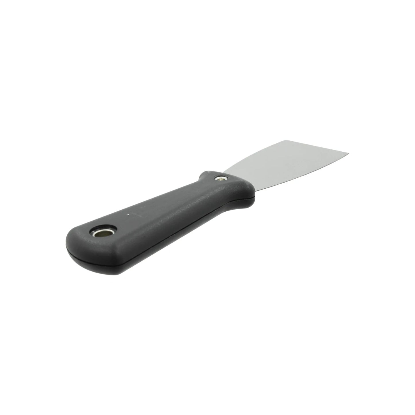 Espátula de 2 pulgadas, hoja de metal y mango ergonómico de plástico negro para masilla y pintura