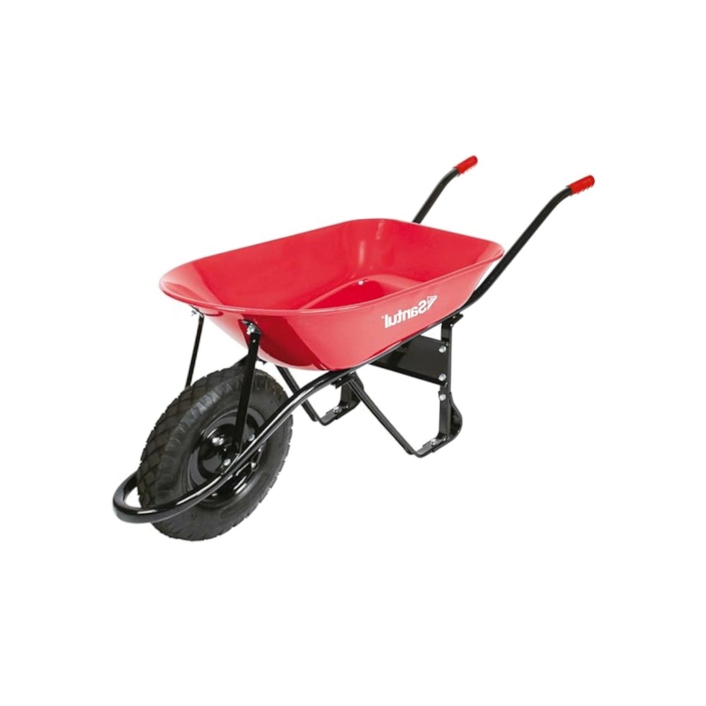 Carretilla roja Santul semionda reforzada 4.5 pies con rueda neumática para jardinería y construcción