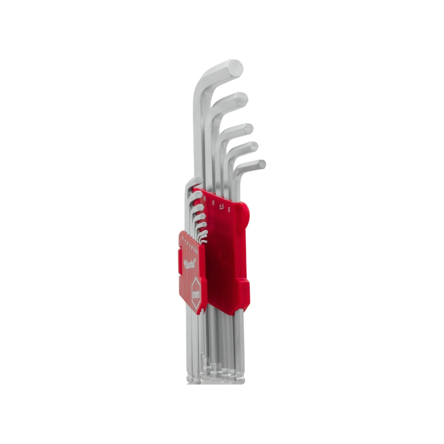 Juego de llaves Allen milimétricas Santul, estuche rojo. Set de herramientas hexagonales largas para ajustes y montaje.