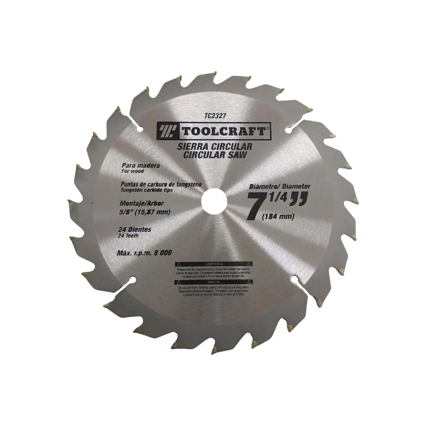 Disco sierra circular 7 1/4" de 24 dientes para madera Toolcraft
