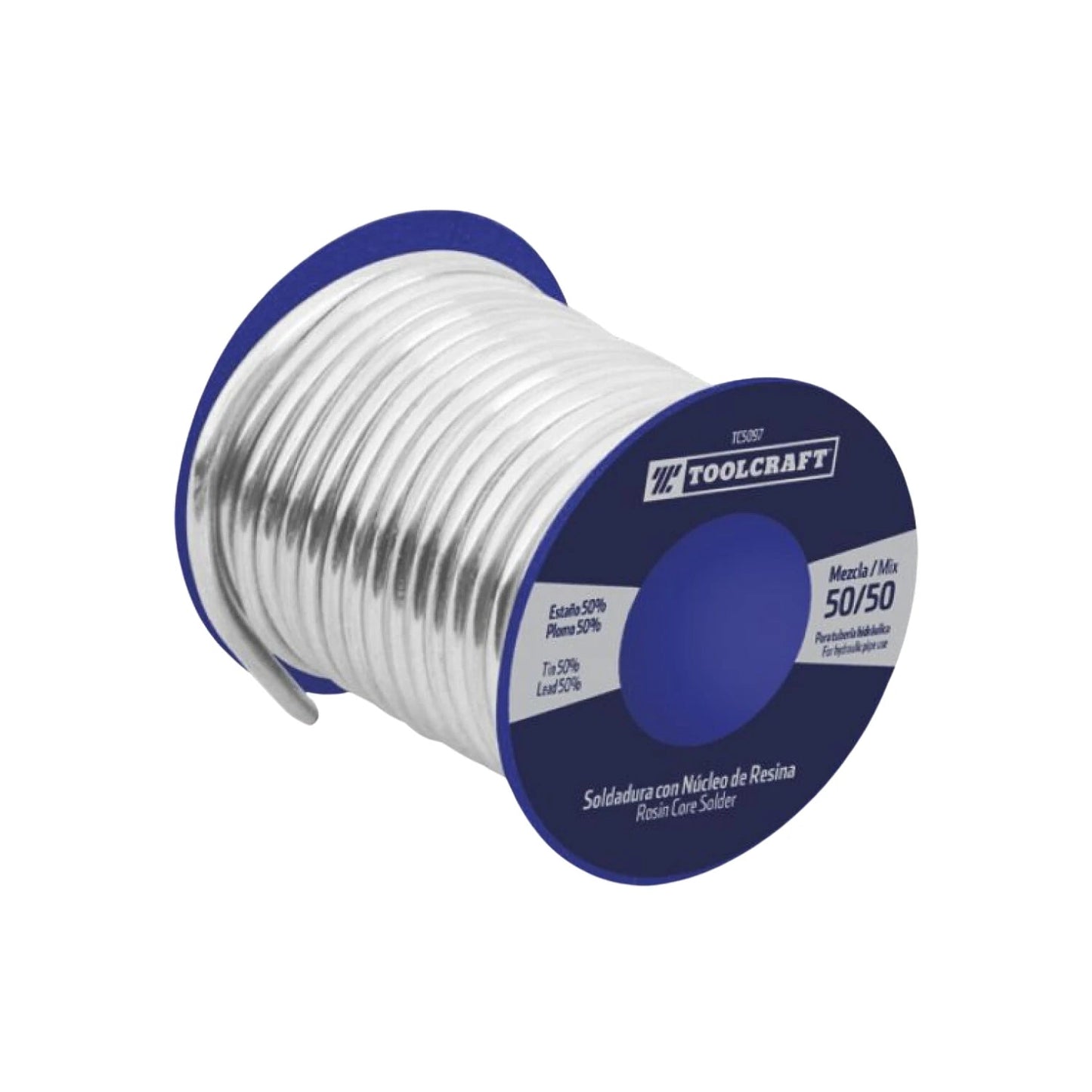 Carrete de alambre soldadura estaño-plomo 50/50 Toolcraft TC5097 con núcleo de resina para fontanería