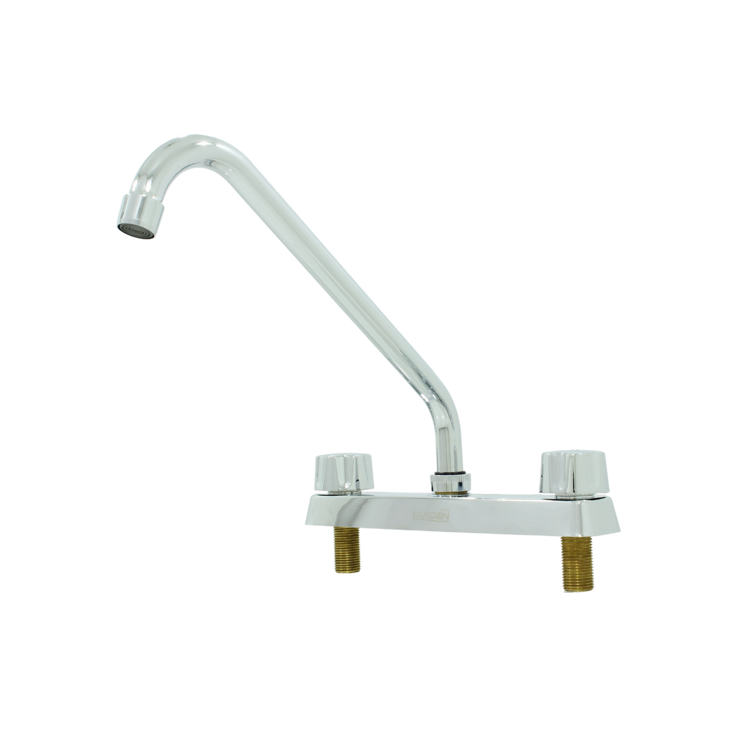 Mezcladora cromada YARDEN para fregadero 8 pulgadas, doble manija, cuello de ganso