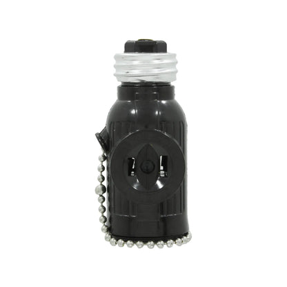 Adaptador de socket E27 a enchufe con interruptor de cadena color negro para bombillas y conexiones eléctricas