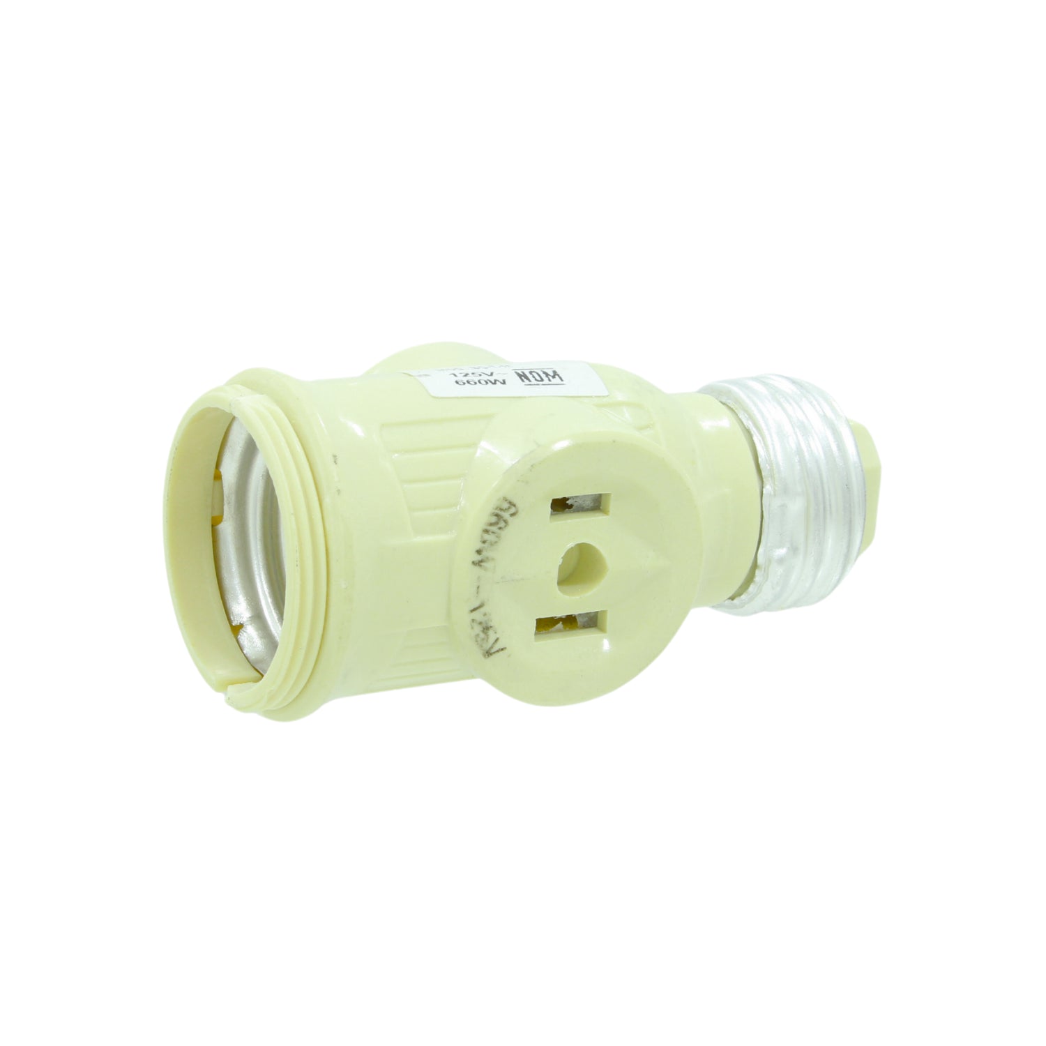 Socket ladrón marfil adaptador de foco a enchufe y portalámparas, 125V 660W para toma corriente