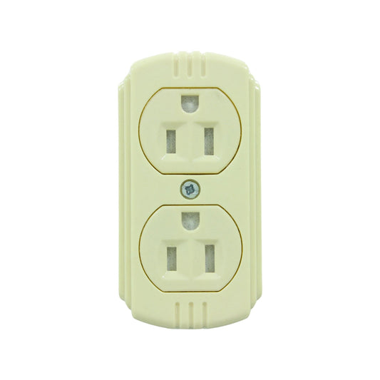Toma de corriente doble aterrizada color crema, receptáculo eléctrico de pared