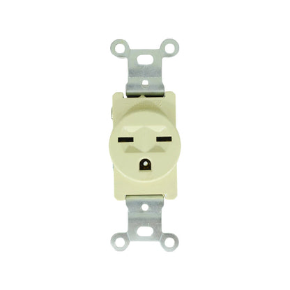 Tomacorriente eléctrico sencillo 20A 250V beige para uso industrial