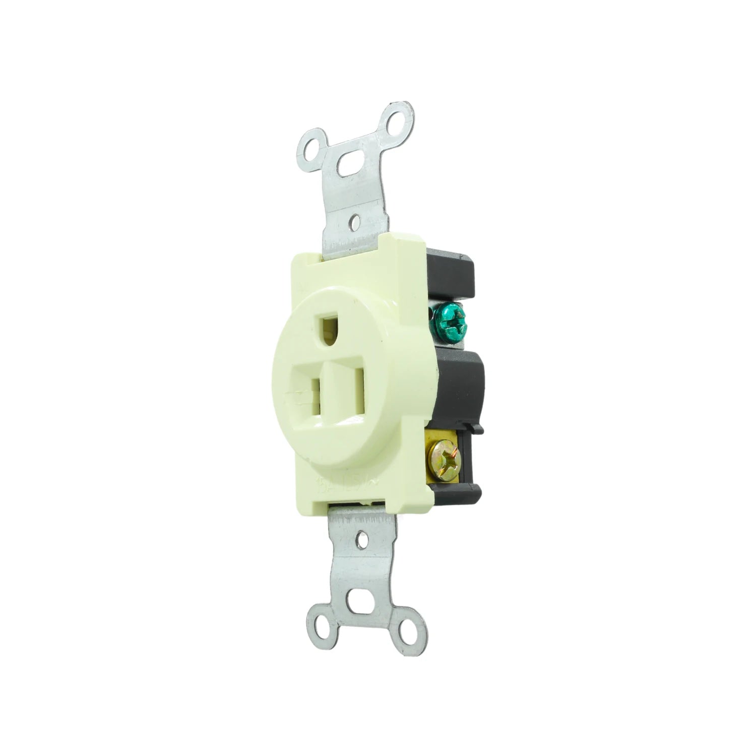 Contacto sencillo aterrizado beige 15A, tomacorriente eléctrico de 3 polos para instalación en pared