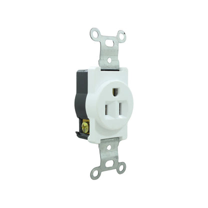 Contacto eléctrico sencillo blanco 2 polos, 15A 125V, para pared en proyectos residenciales