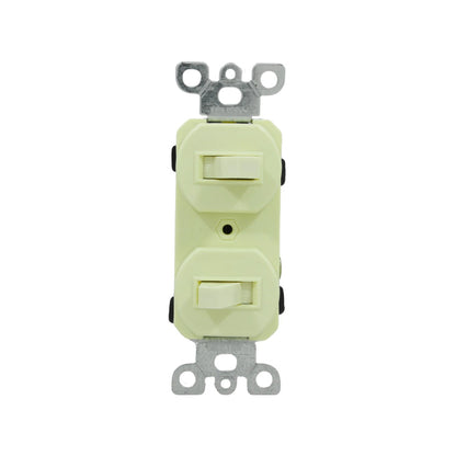 Apagador doble marfil 15A 125V para iluminación, interruptor de pared de dos vías