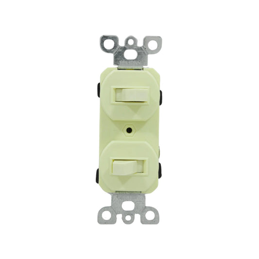 Apagador doble marfil 15A 125V para iluminación, interruptor de pared de dos vías