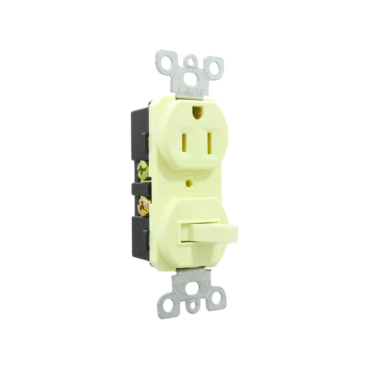 Contacto y apagador de combinación marfil, aterrizado, 15A 125V
