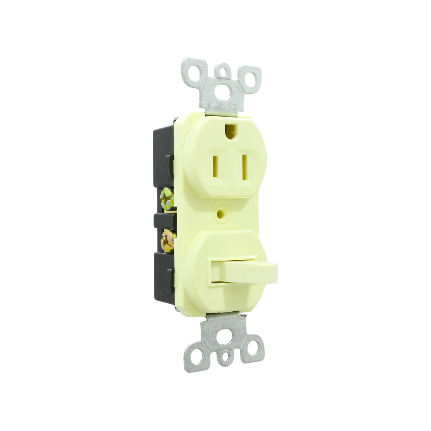 Contacto y apagador de combinación marfil, aterrizado, 15A 125V