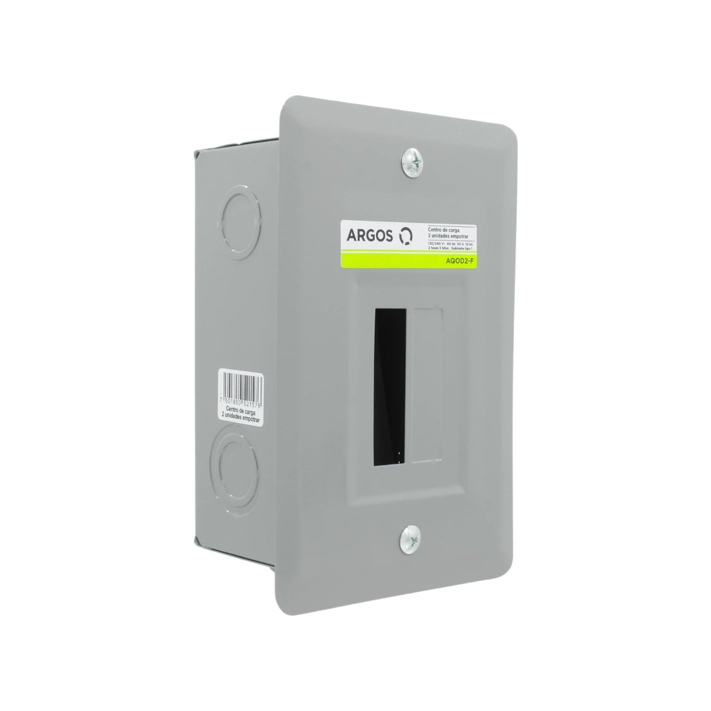 Centro de carga ARGOS gris para 2 pastillas empotrar 120/240V