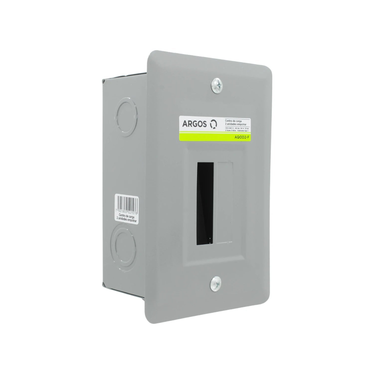 Centro de carga ARGOS gris para 2 pastillas empotrar 120/240V