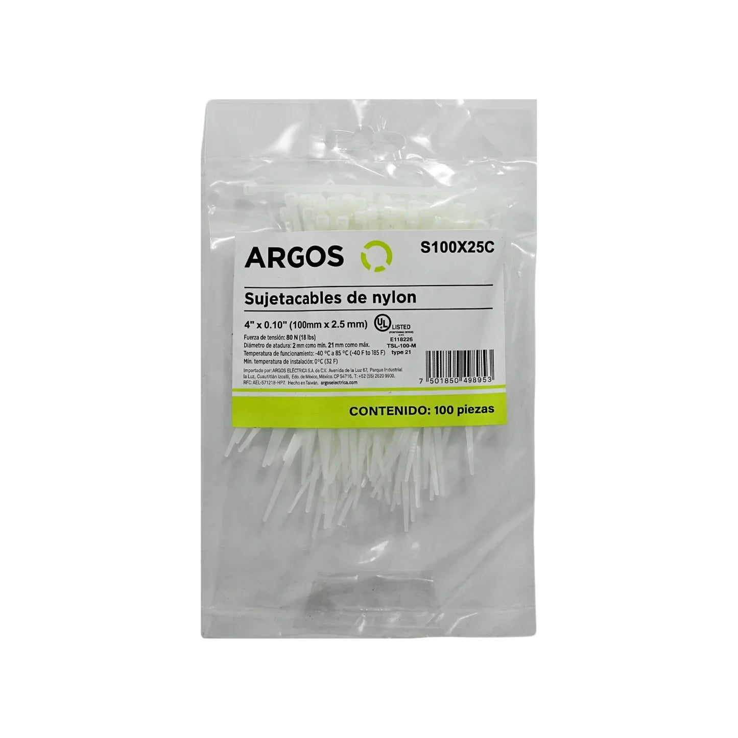 Cincho 4" (10.16 cm) 100 piezas Argos S100X25C