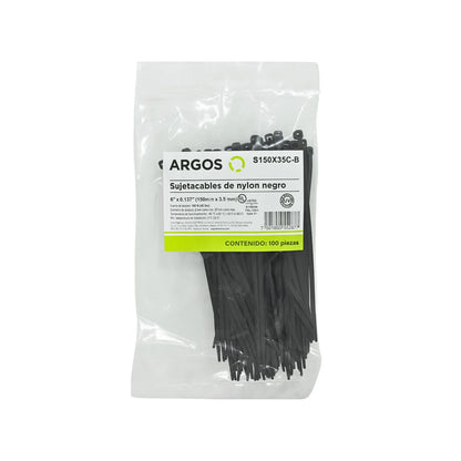 Cincho 6" (15.24 cm) negro 100 piezas Argos S150X35C-B