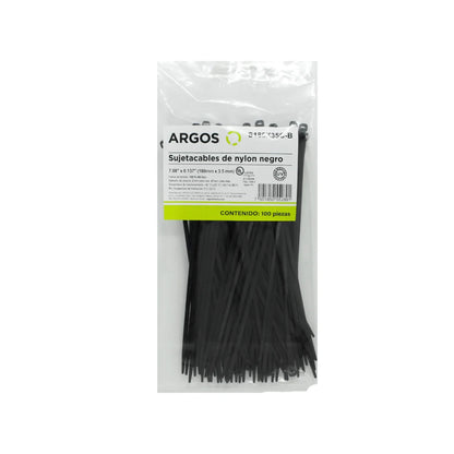 Cincho 7" (17.78 cm) negro 100 piezas Argos S180X35C-B