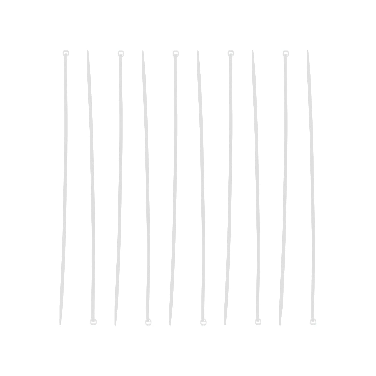 Diez cinchos blancos de plástico de 10 pulgadas para sujetar y organizar cables.