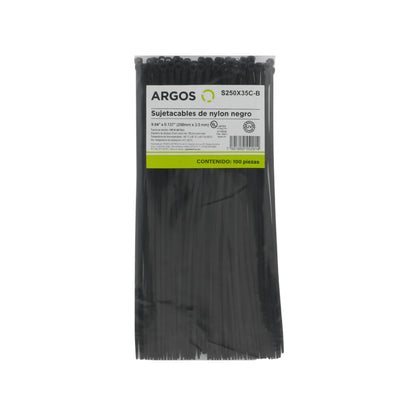 Cincho 10" (25.4 cm) negro 100 piezas Argos S250X35C-B