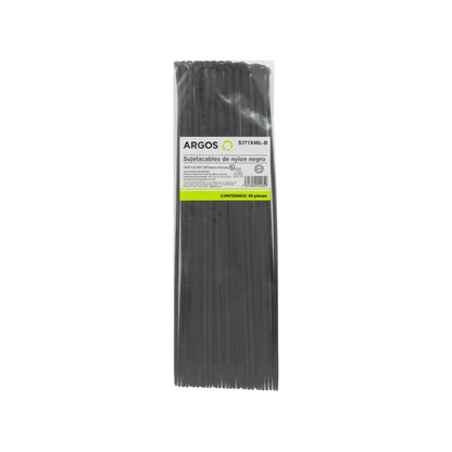 Cinchos de nylon negro Argos S371X46L-B, 14.6 x 0.181 pulgadas (371x4.6mm), paquete de 50 piezas.