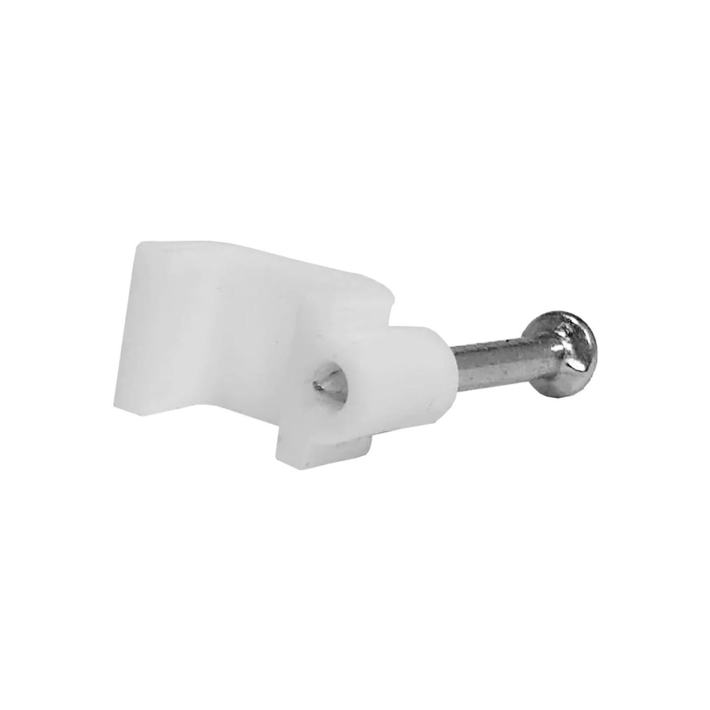 Grapa recta blanca de plástico con clavo para cable de 8mm, fijación eléctrica