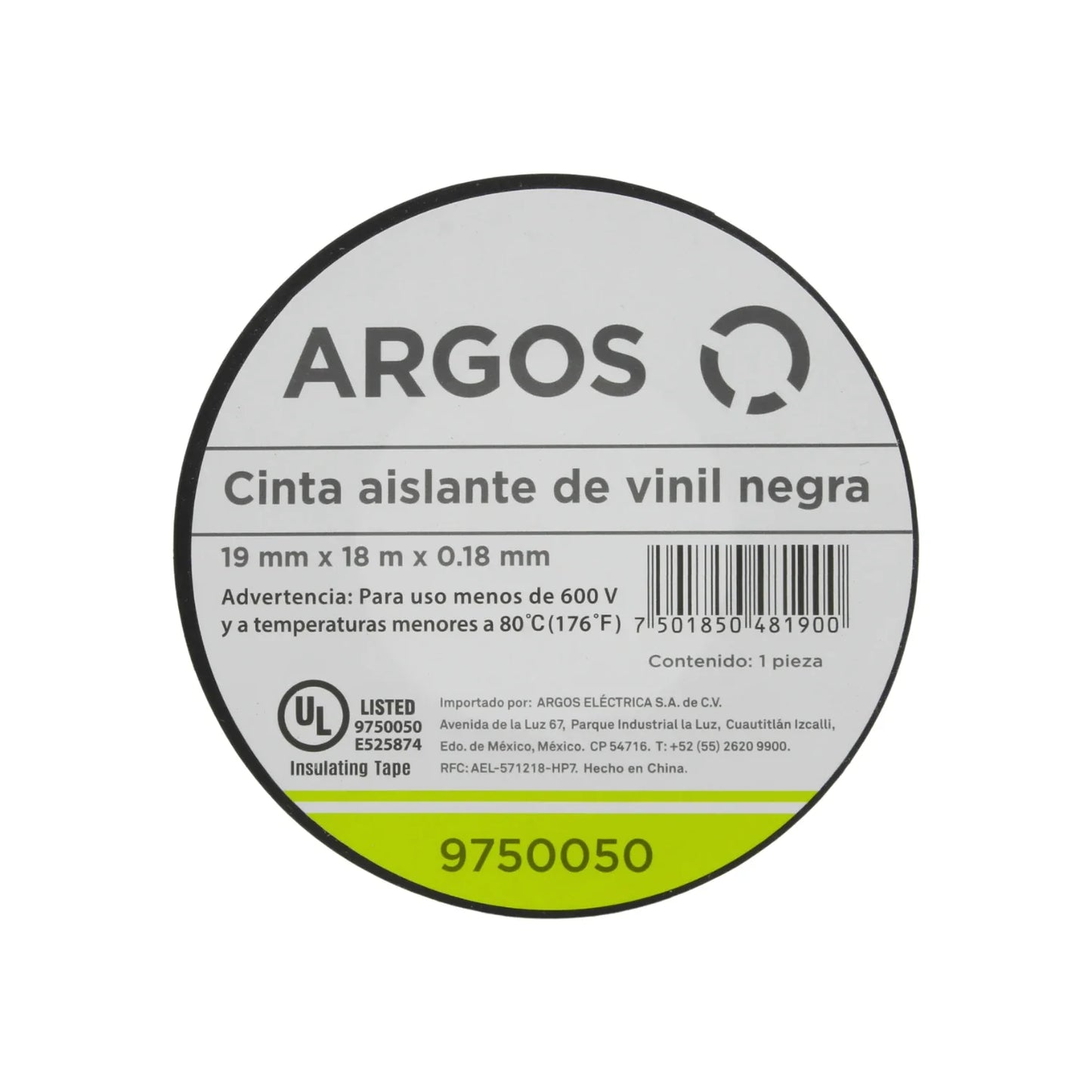 Cinta de aislar negra 18 m Argos 9750050