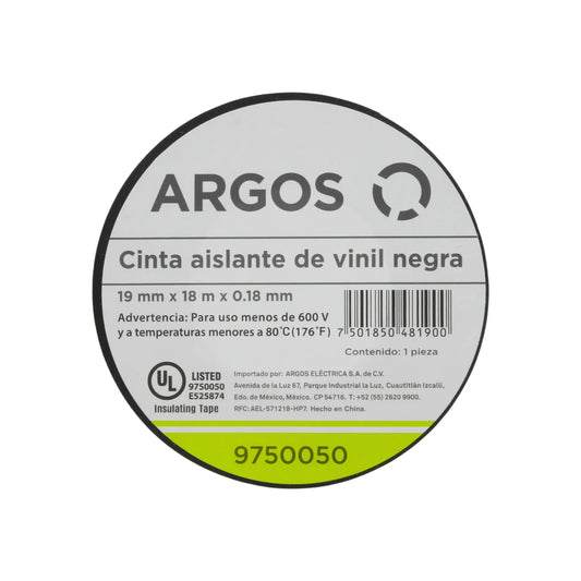 Cinta de aislar negra 18 m Argos 9750050