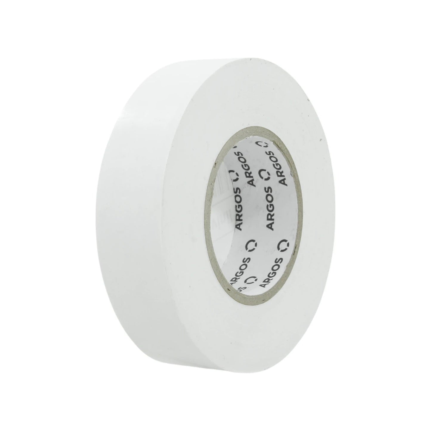 Cinta de aislar eléctrica blanca marca Argos, rollo para aislamiento y protección de cables en instalaciones.