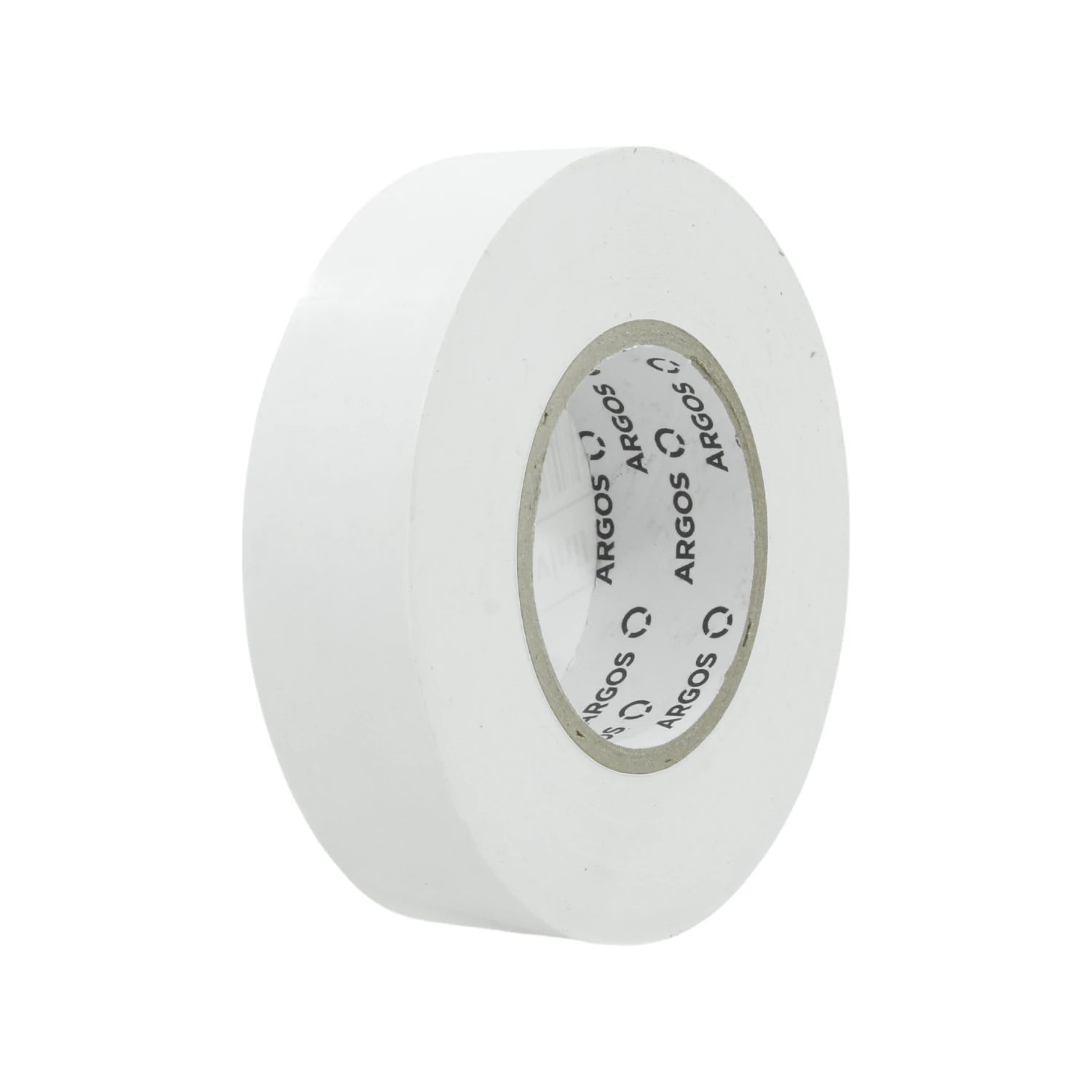 Cinta de aislar eléctrica blanca marca Argos, rollo para aislamiento y protección de cables en instalaciones.