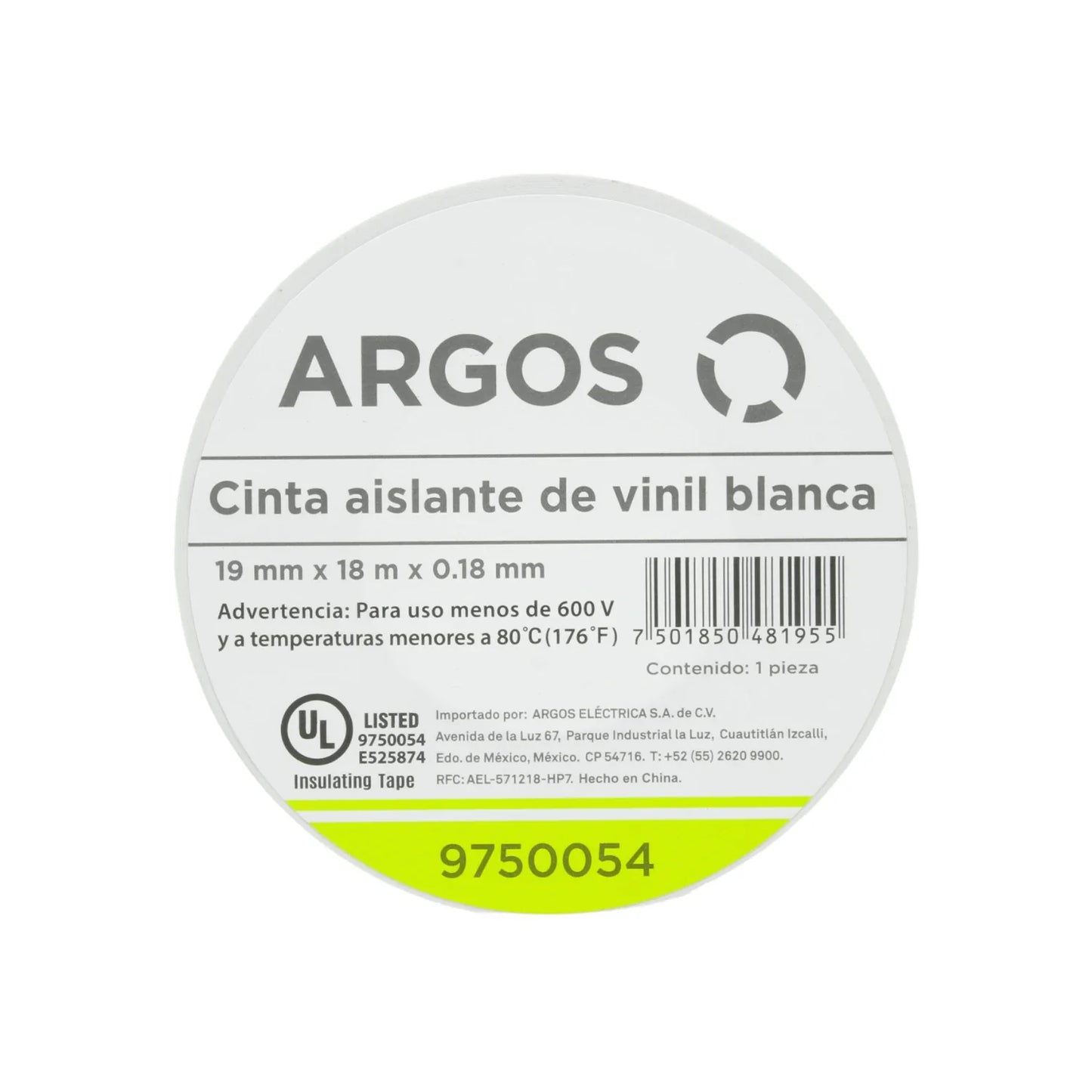 Cinta de aislar blanca 18 m Argos 9750054