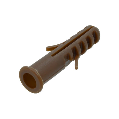 Taquete de plástico resistente café 5/16 ideal para fijación de tornillos en mampostería