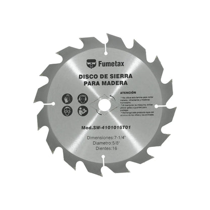 Sierra circular 7 1/4" de 16 dientes para madera Fumetax SW-4101016T01