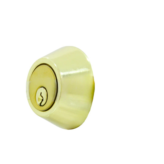 Cilindro de seguridad para cerradura de puerta con llave, acabado latón dorado.