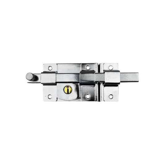 Cerradura de barra deslizante con llave de seguridad, acabado cromado para puertas y portones