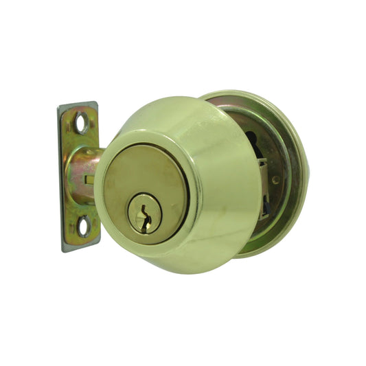 Cerradura de seguridad tipo cerrojo doble llave dorada para puerta de entrada principal