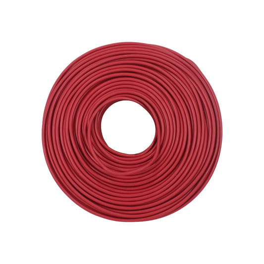 Cable eléctrico rojo calibre 10 en rollo, 100m para instalaciones eléctricas residenciales.